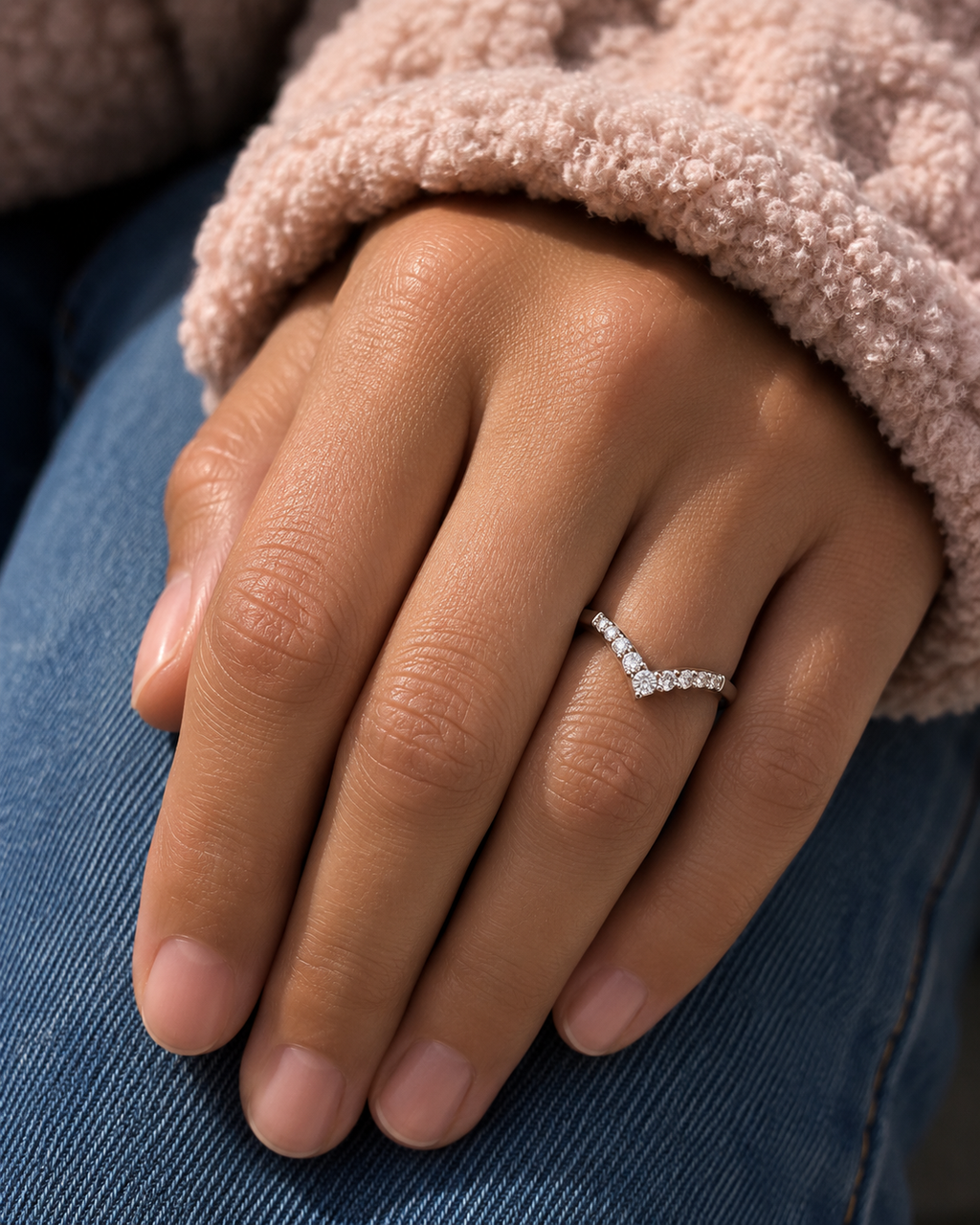 Rose Gold Tiara Wishbone Ring