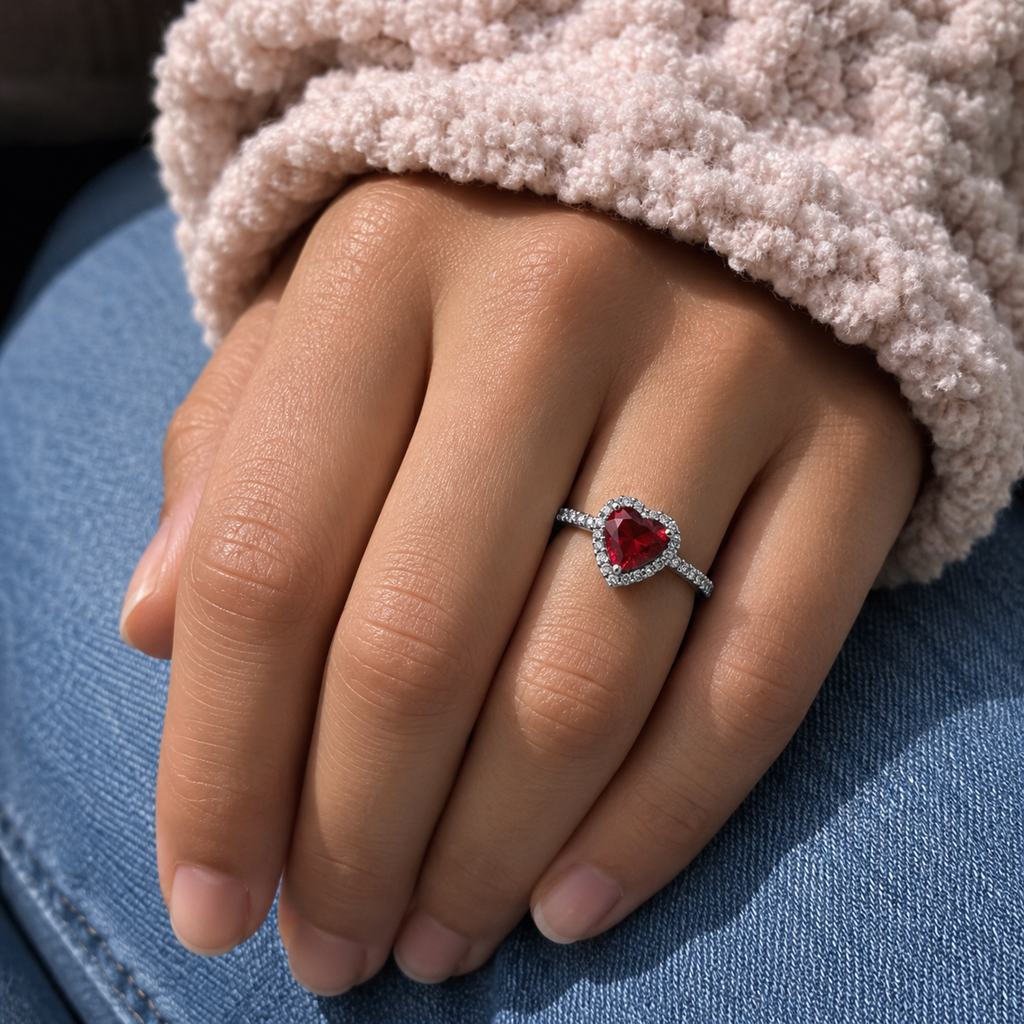 Floating Heart Stone Ring