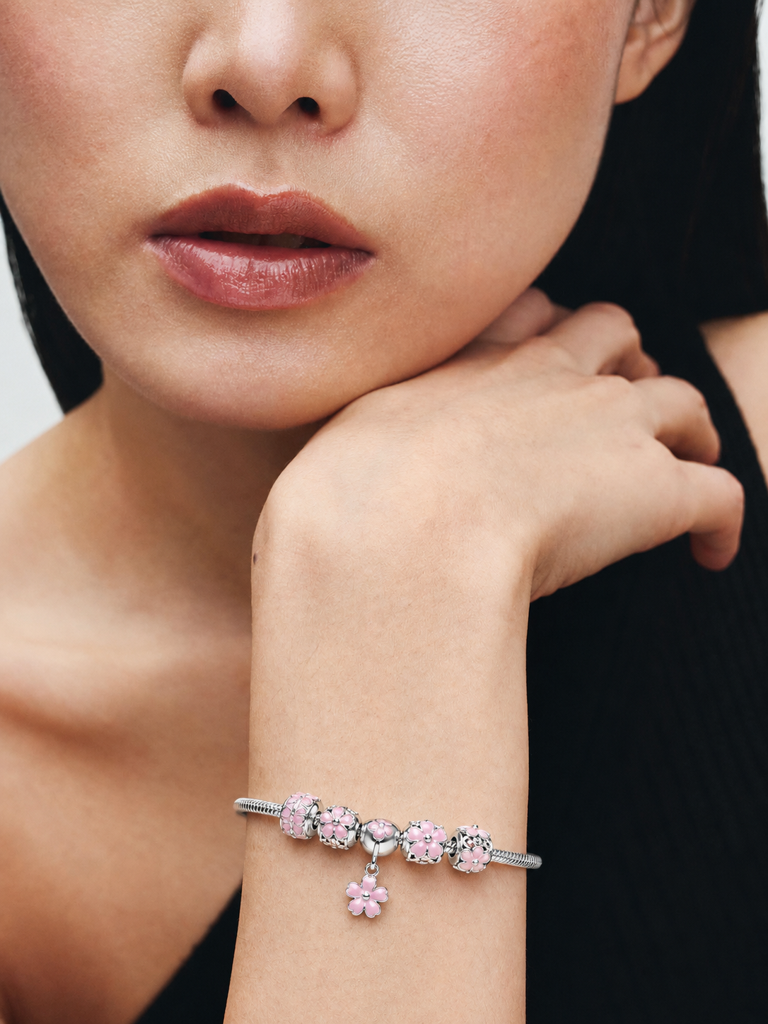 Pink Flower Charm Bracelet