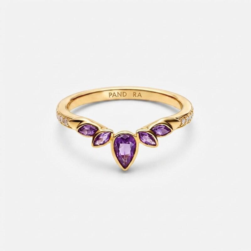 Purple Marquise Crown Ring