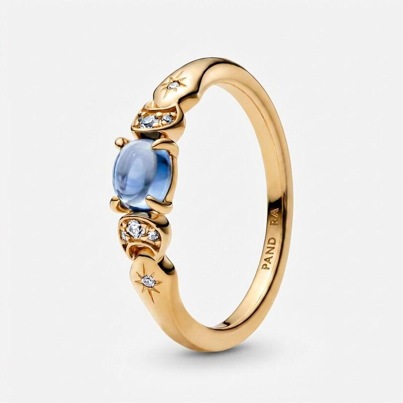 Blue Triple Stone Gold Ring