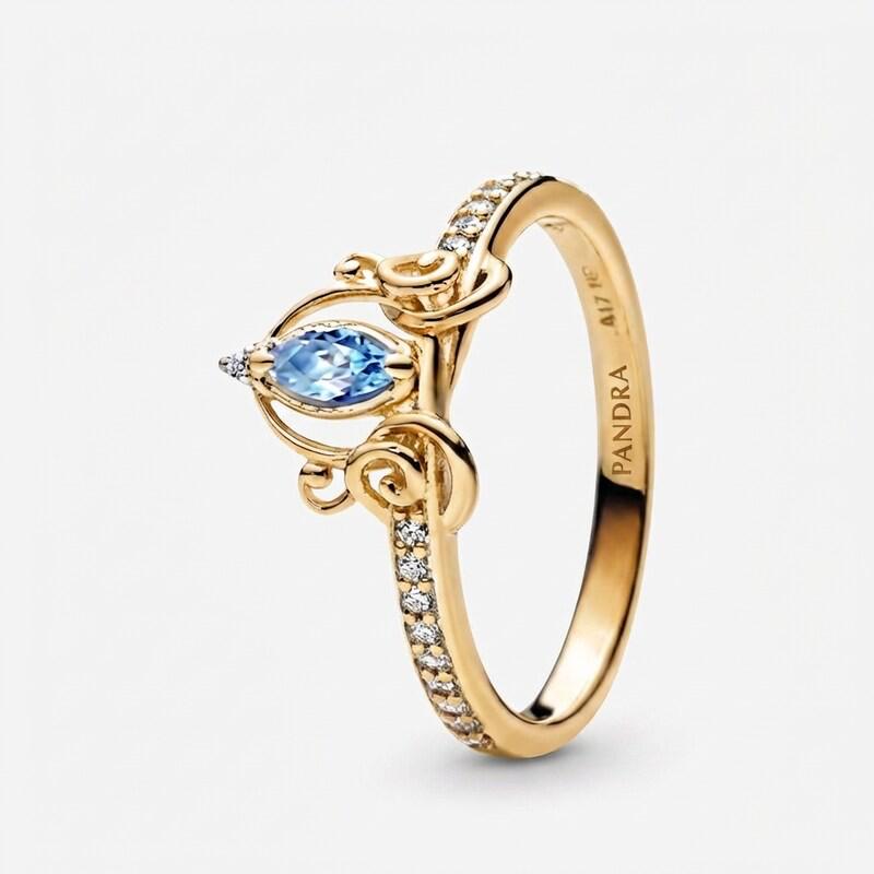 Blue Teardrop Crown Ring