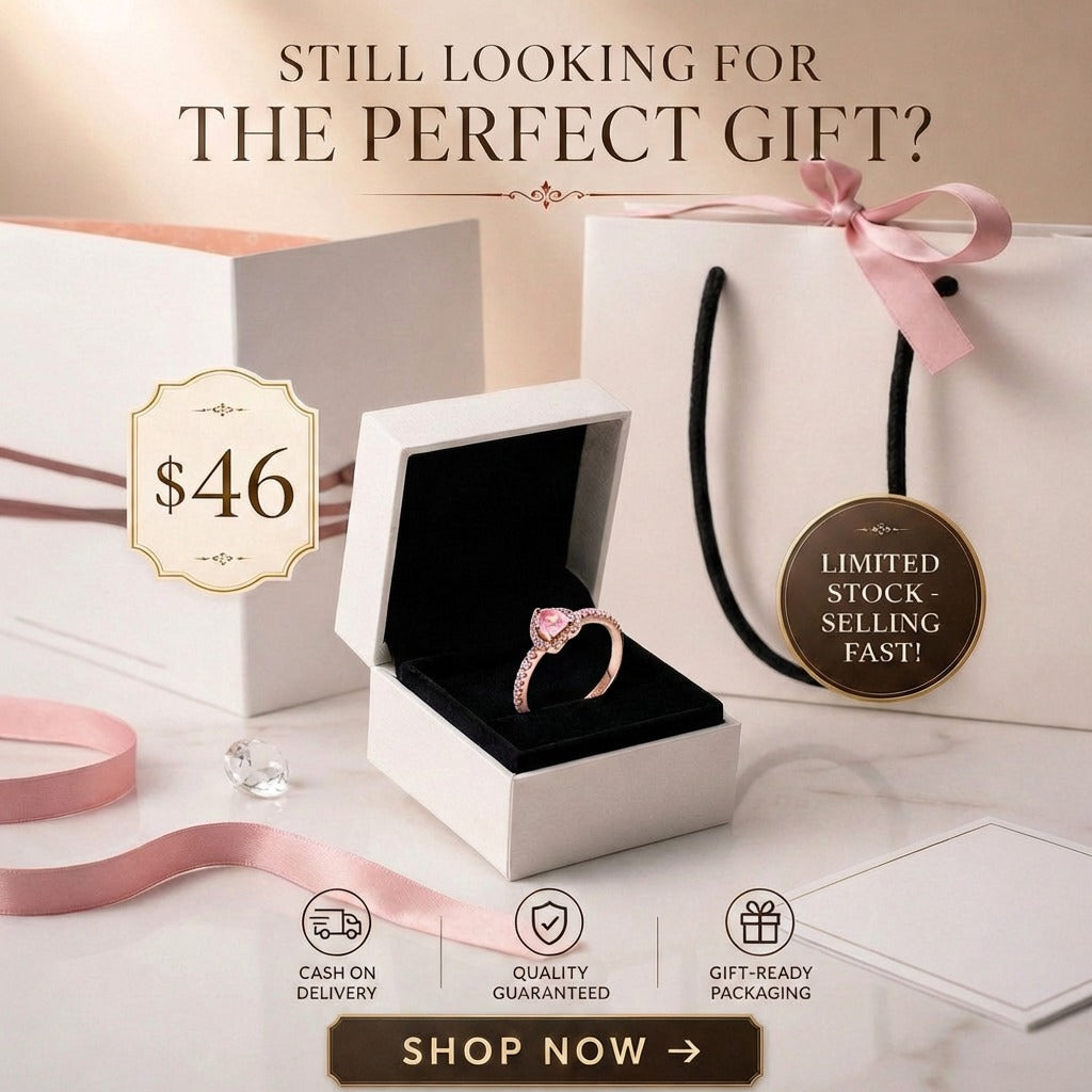 Pink Heart Halo Ring