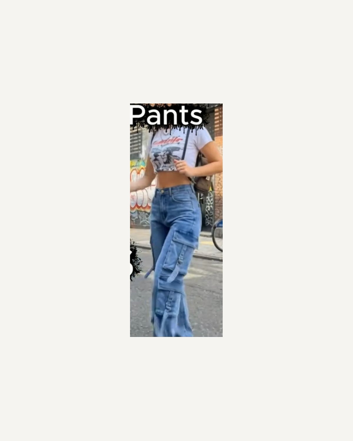 Cargo baggy jeans in light blue