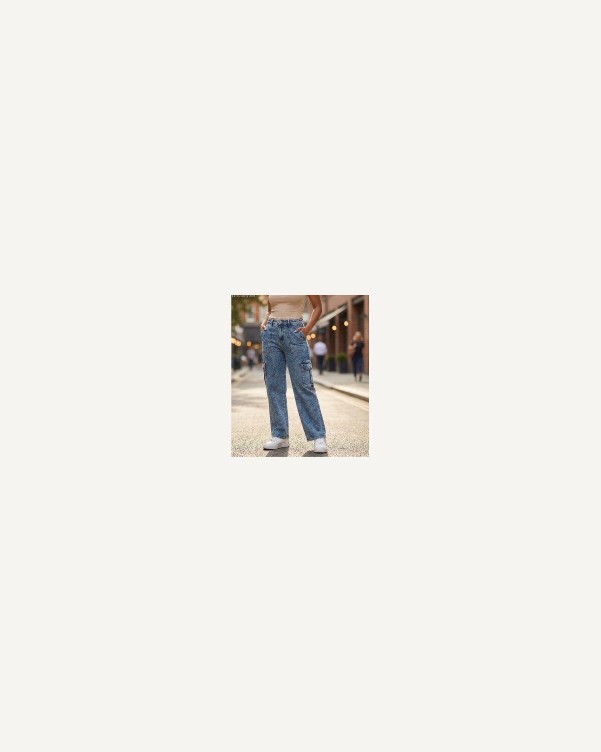 Cargo baggy jeans in medium blue
