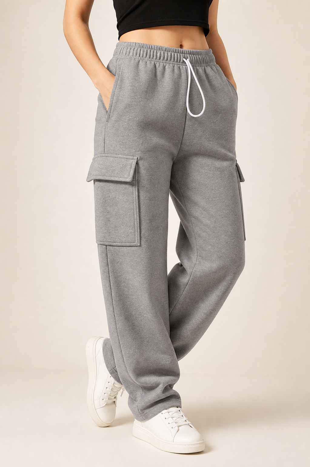 Women's Cargo Jogger Sweatpants - Heather Grey